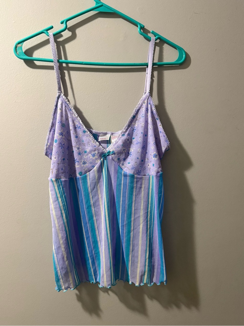 Y2K Xhilaration Lavender Floral & Blue Stripe Cami